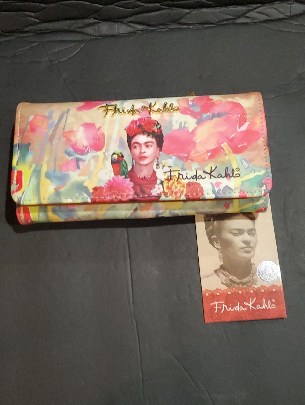 Frida Khalo beautiful pink rose watercolor floral long wallet brand new